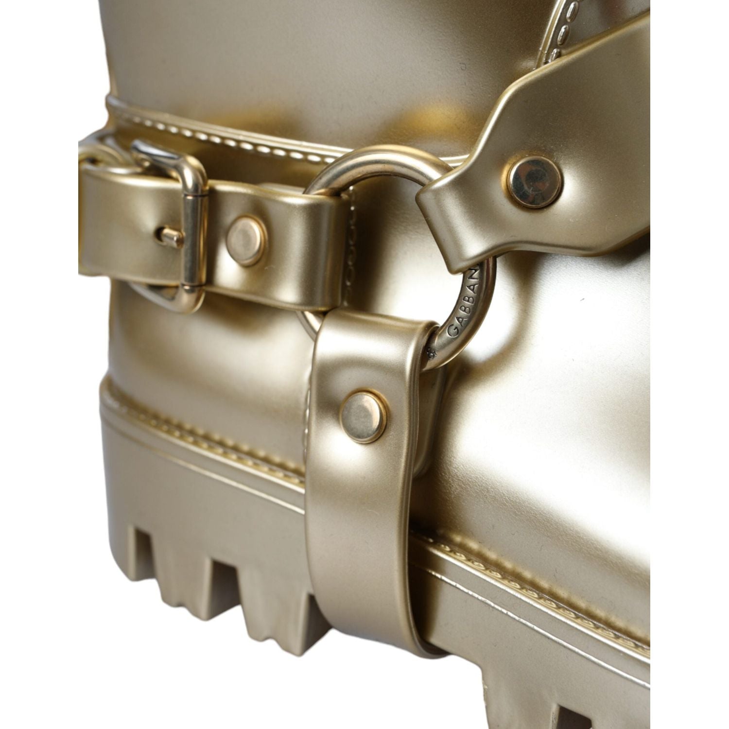 Dolce & Gabbana Metallic Gold Rubber PVC Rain Boots Shoes