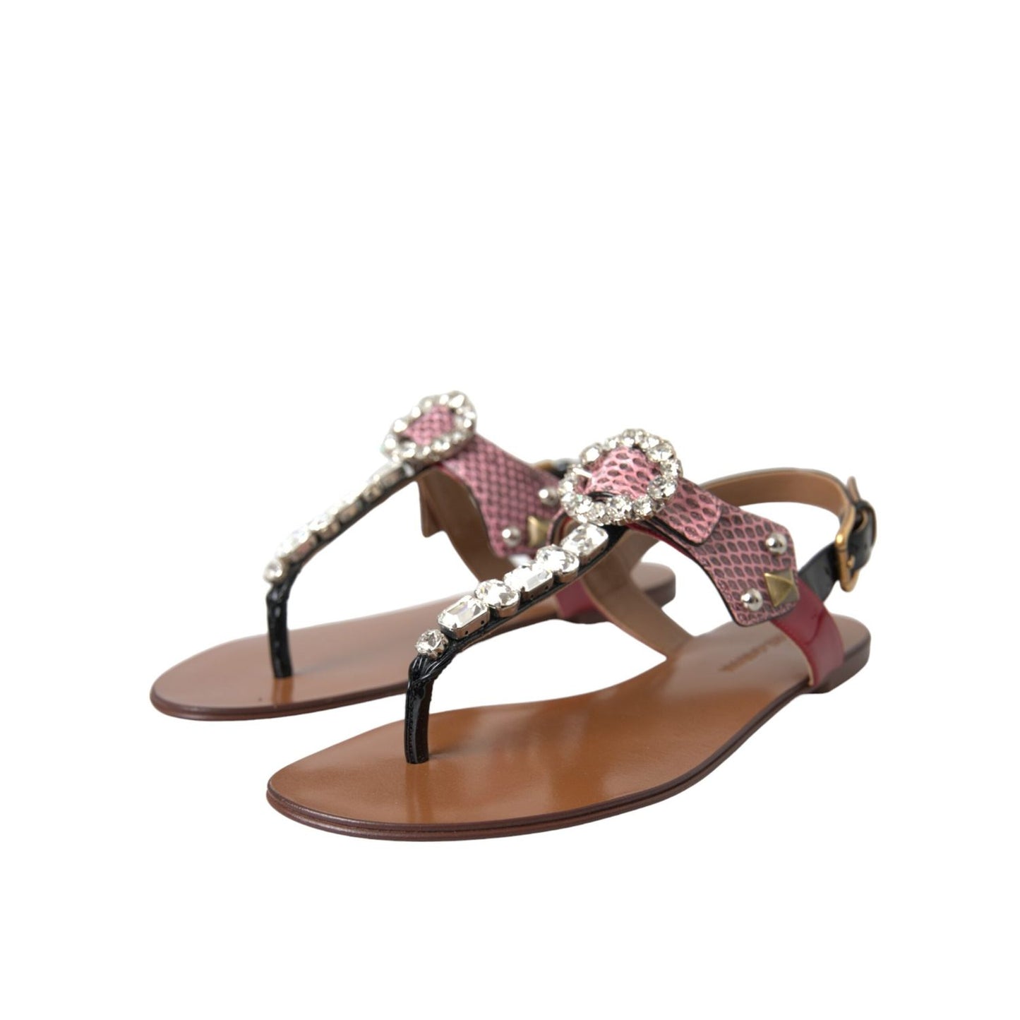 Dolce & Gabbana Multicolor Crystal Sandals Flip Flops Shoes
