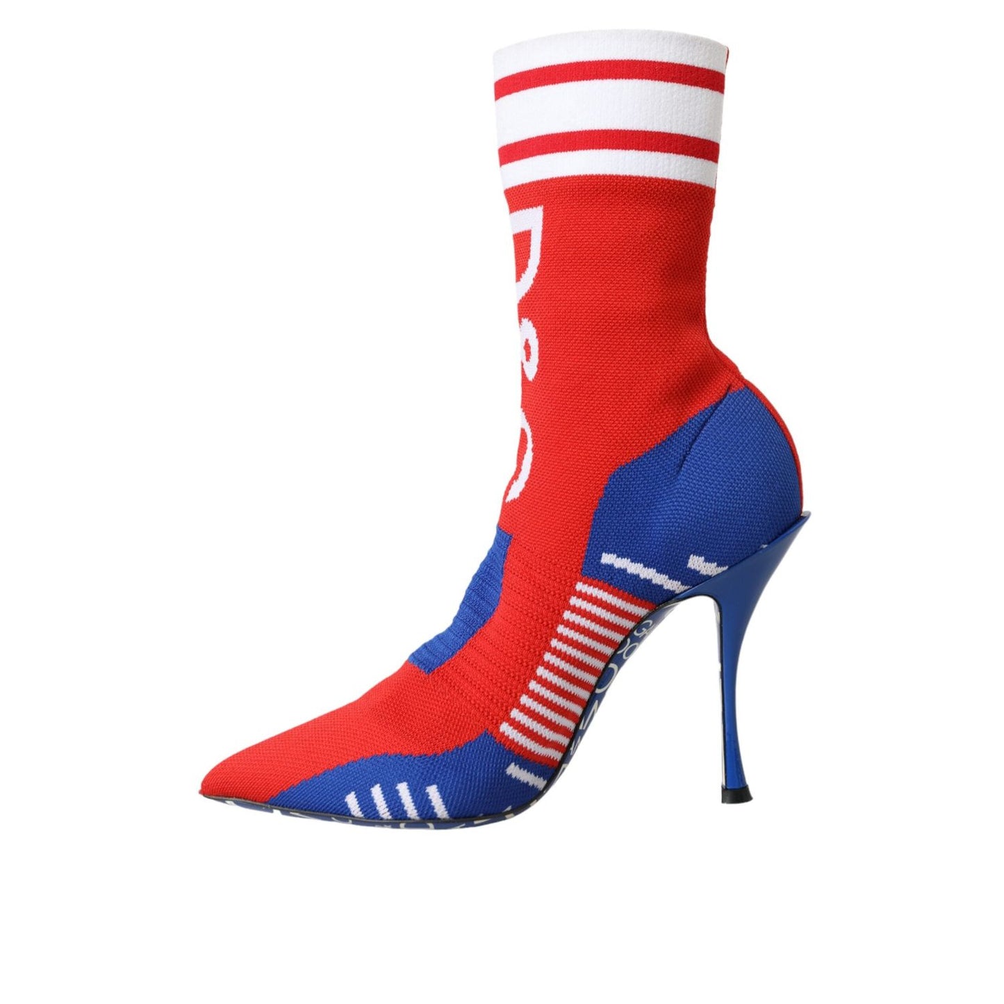 Dolce & Gabbana Red Blue Stretch Sock Style Ankle Boots Logo Shoes LA11123-36.5