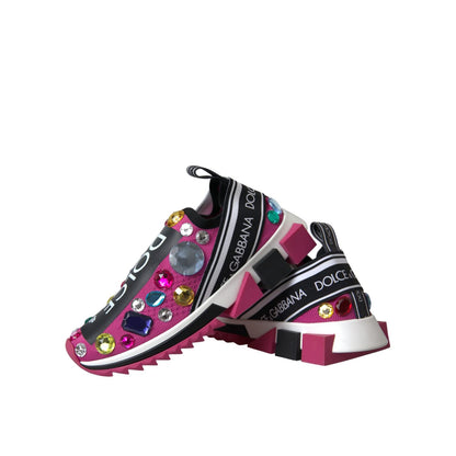 Dolce & Gabbana Pink Sorrento Crystals Sneakers Shoes