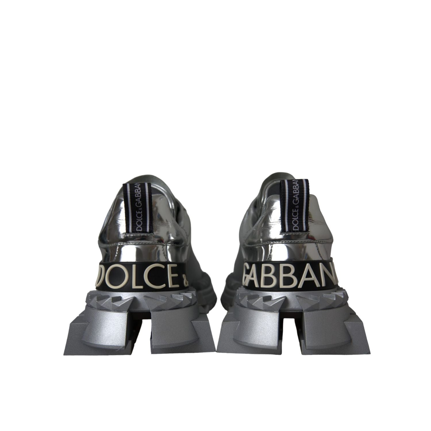 Dolce & Gabbana Silver Leather Super Queen Sneakers Shoes