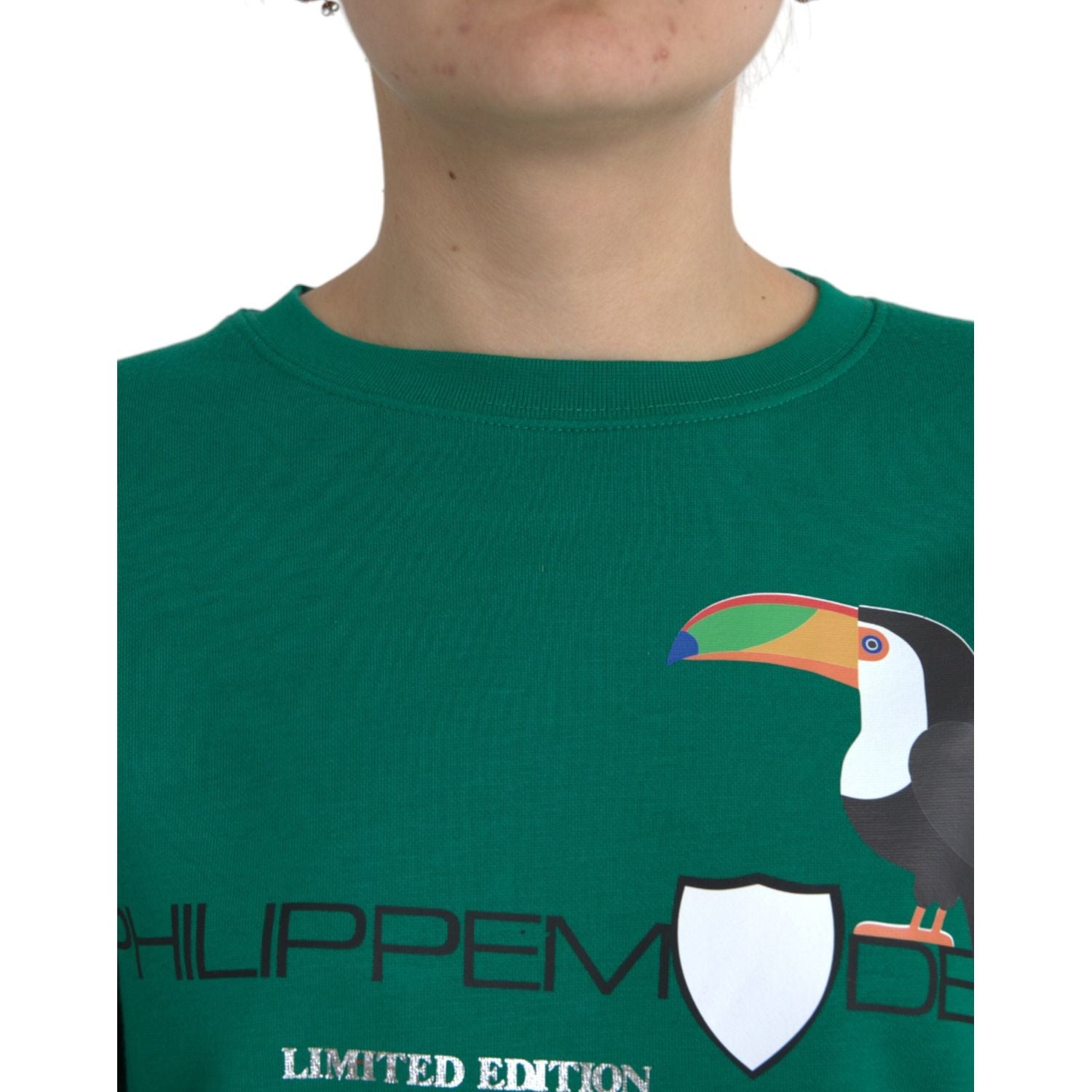 سترة فيليب موديل الخضراء القطنية المطبوعة بشعار بأكمام طويلة