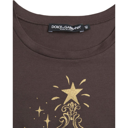 Dolce & Gabbana Brown Crewneck 2017 Motive Print T-shirt