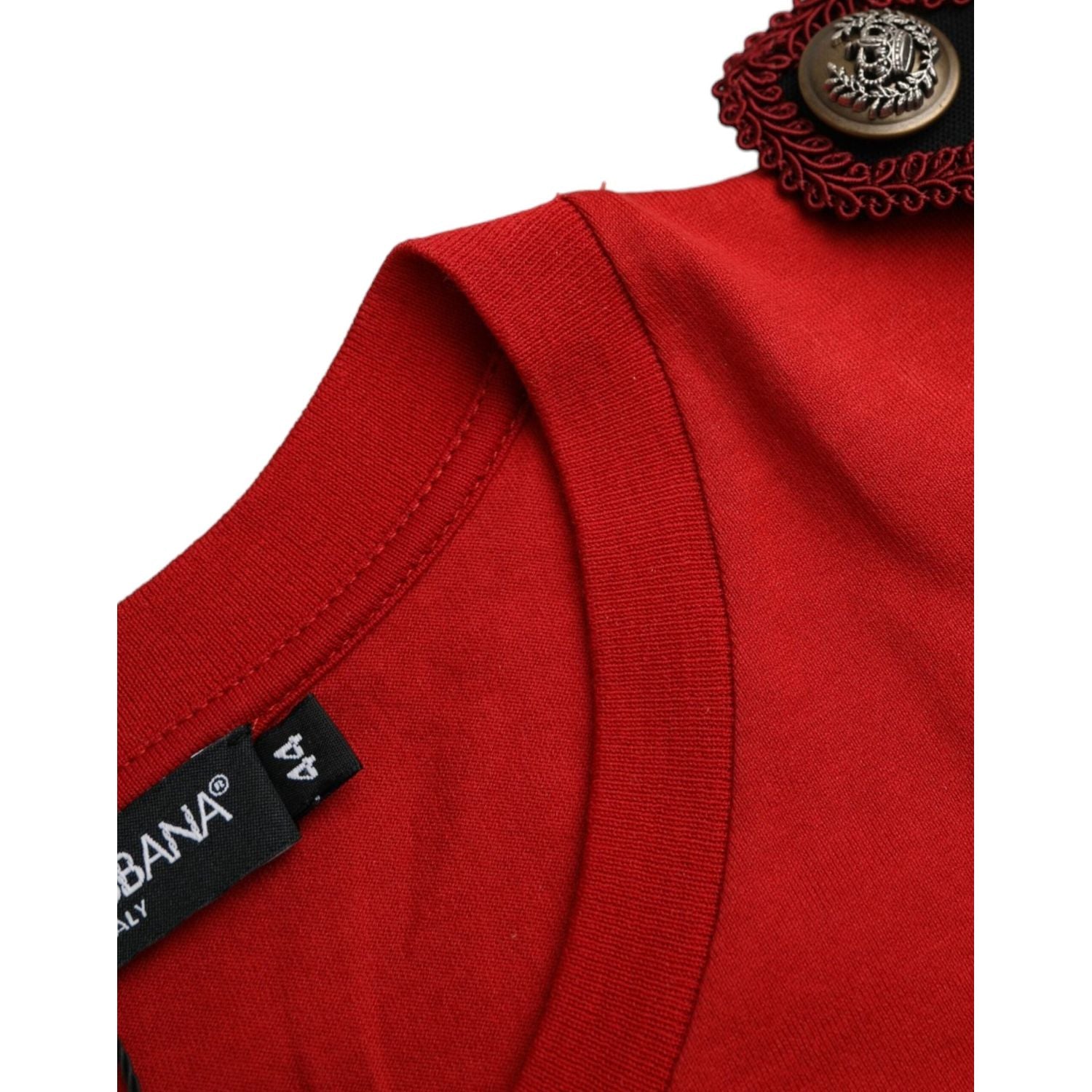 تي شيرت دولتشي آند غابانا أحمر من القطن بطبعة جرافيكية ورقبة دائرية