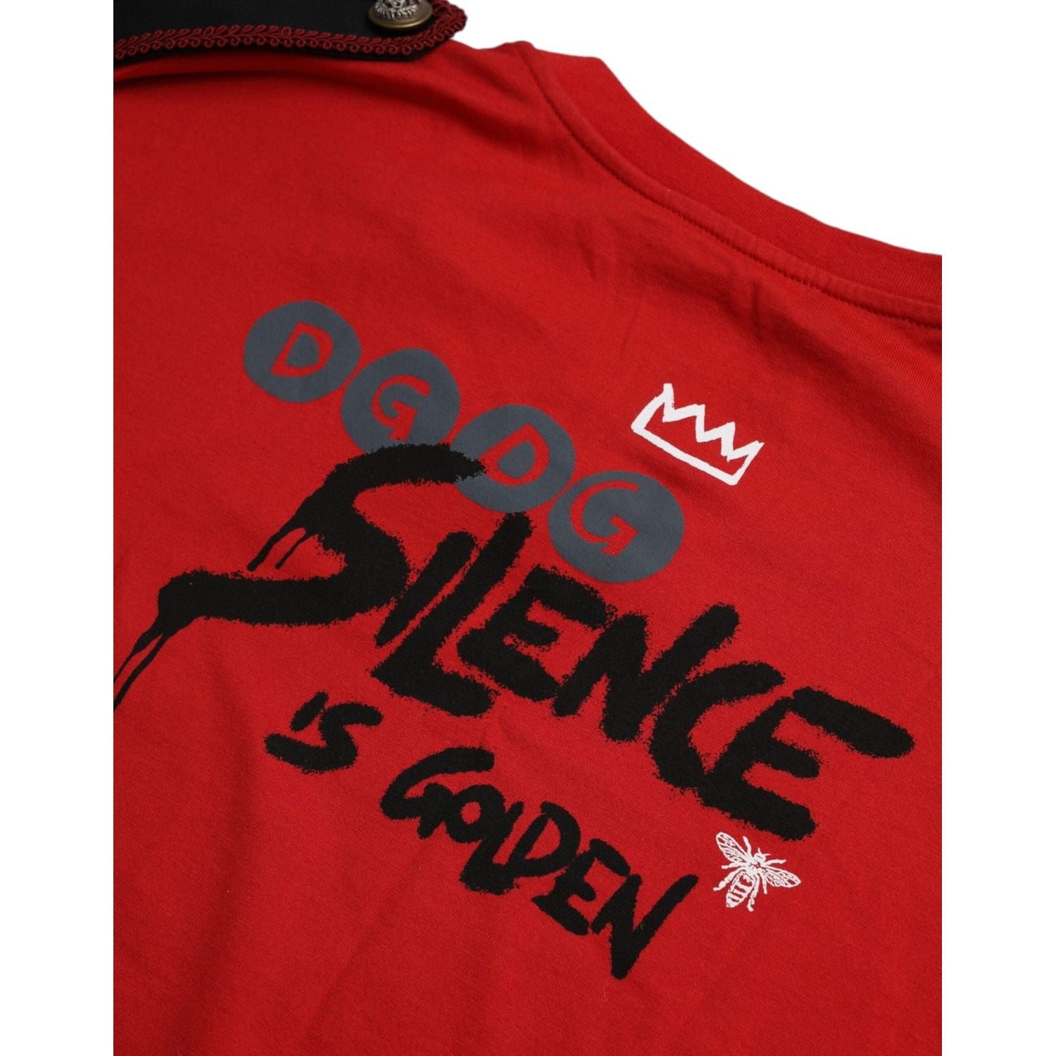 تي شيرت دولتشي آند غابانا أحمر من القطن بطبعة جرافيكية ورقبة دائرية