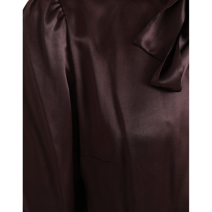 Dolce & Gabbana Brown Ascot Collar Long Sleeve Top Blouse