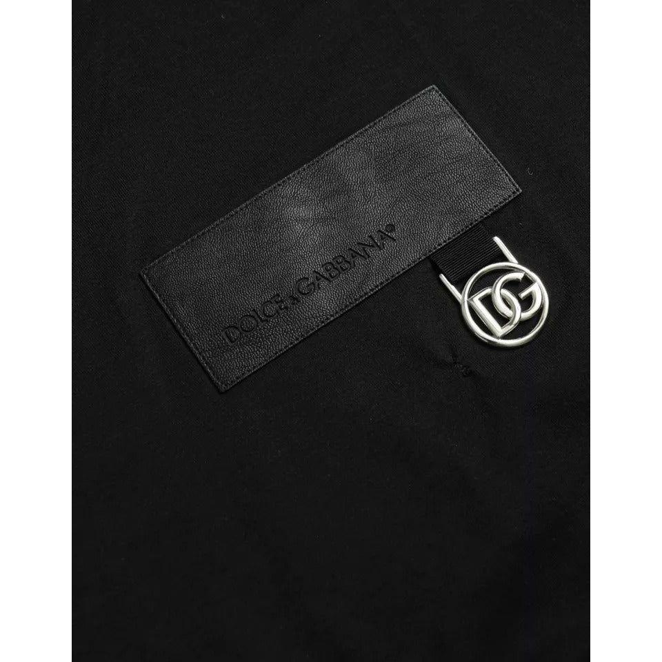 تي شيرت Dolce &amp; Gabbana من القطن برقعة شعار سوداء ورقبة دائرية