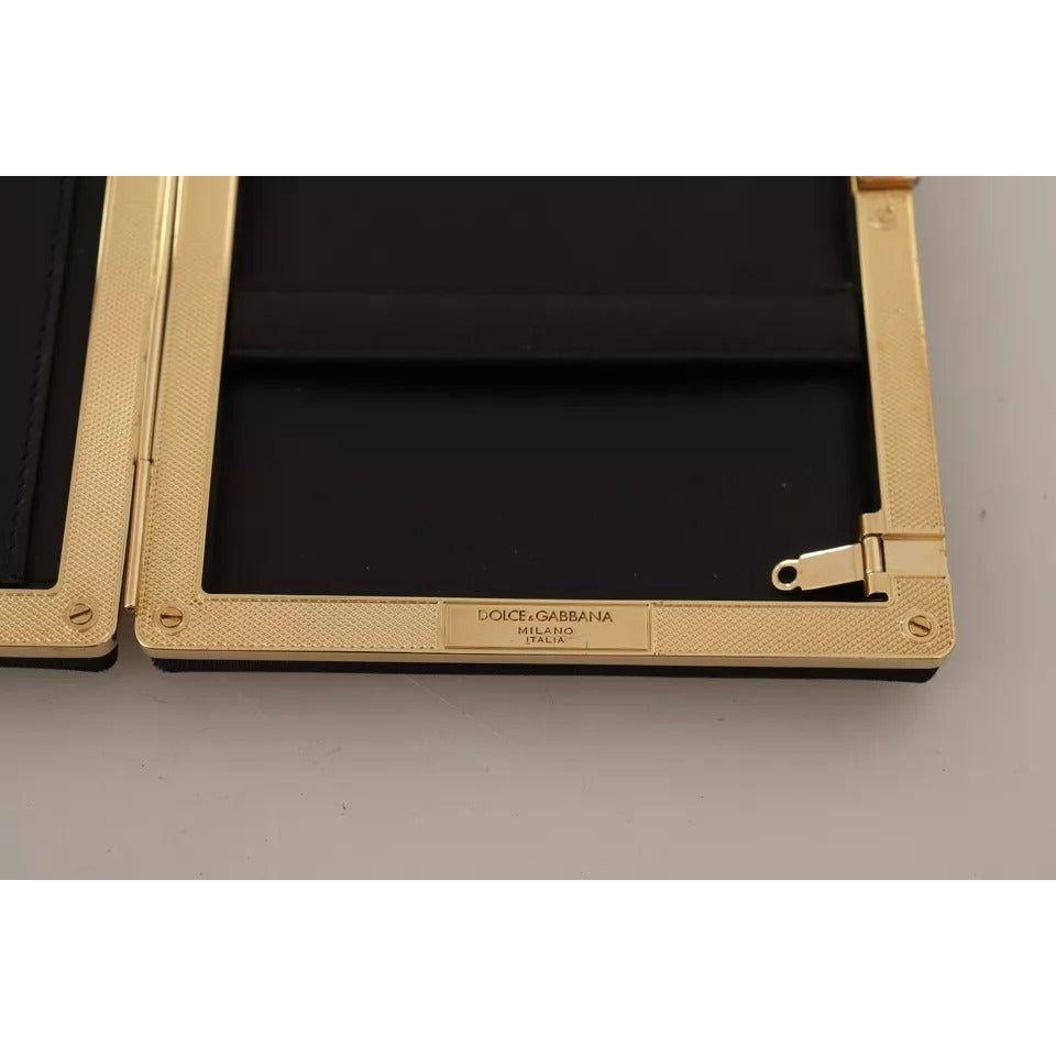 حقيبة كلاتش من دولتشي آند غابانا للحفلات المسائية بإطار ذهبي من الحرير الأسود