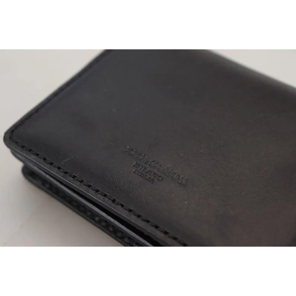 محفظة دولتشي آند غابانا النسائية ذات الطيات المزدوجة المصنوعة من الجلد الأسود