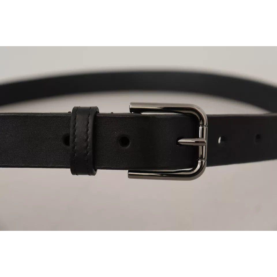 Dolce & Gabbana Black Calf Leather Classic Metal Logo Buckle Belt BEL8566-90