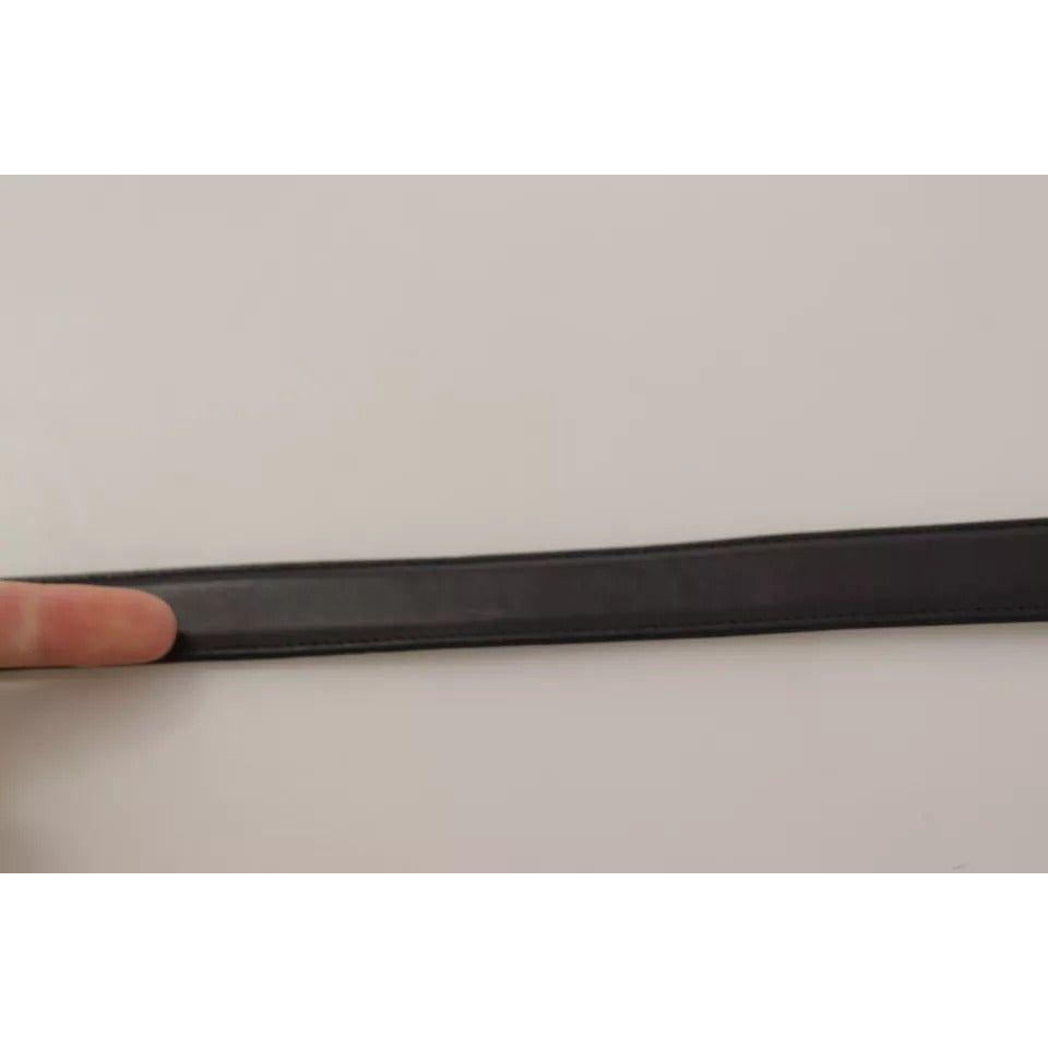 حزام دولتشي آند غابانا للرجال مصنوع من جلد العجل الأسود بمشبك عتيق