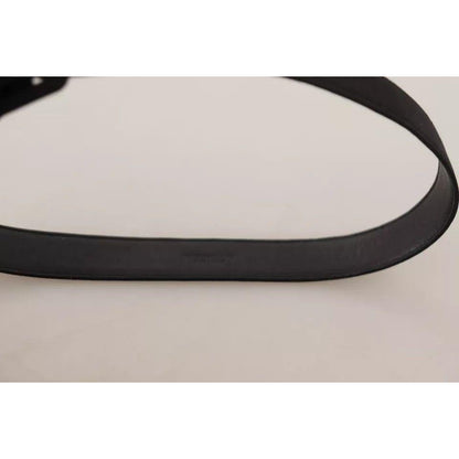 Dolce & Gabbana Black Velvet Leather Logo Waist Buckle Belt