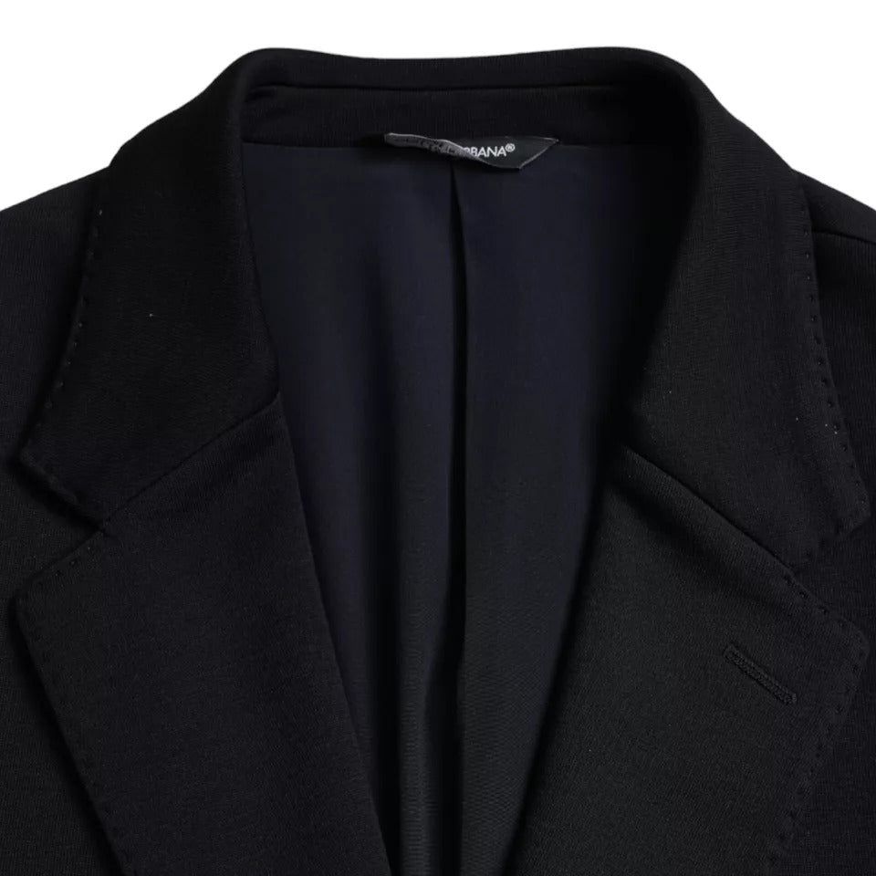 Dolce & Gabbana Blue Wool Notch Single Breasted Coat Blazer KOS2236-48