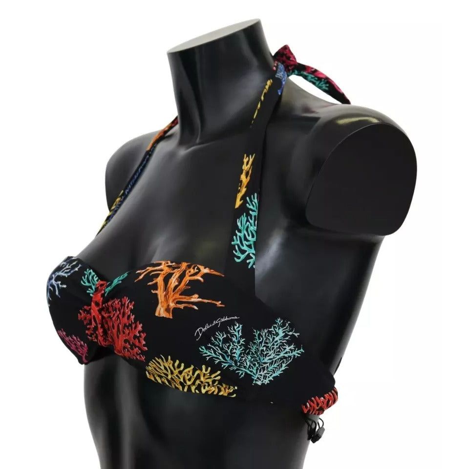 ملابس سباحة بطبعة المرجان الأسود من دولتشي آند غابانا - بيكيني علوي