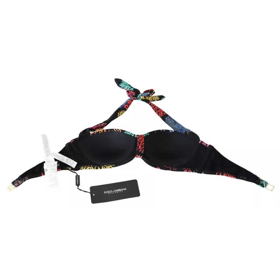 ملابس سباحة بطبعة المرجان الأسود من دولتشي آند غابانا - بيكيني علوي