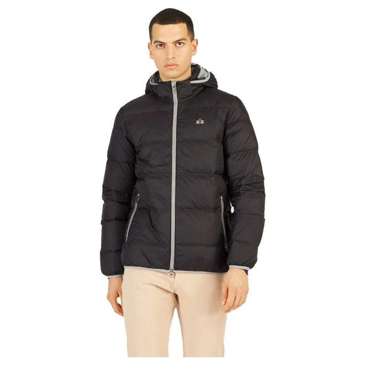 La Martina Black Nylon Men's Jacket LA-7843-L
