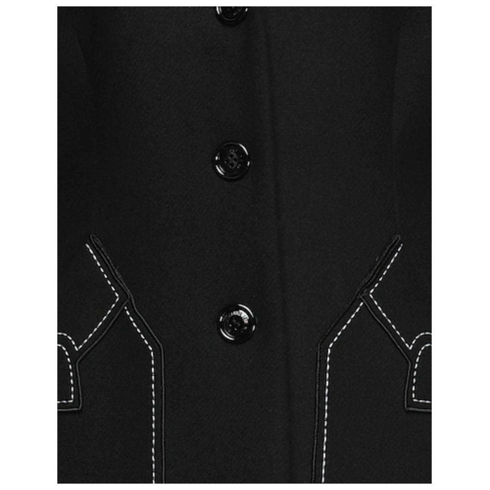 Love Moschino Black Wool Women Coat LO-6953-IT46 | L