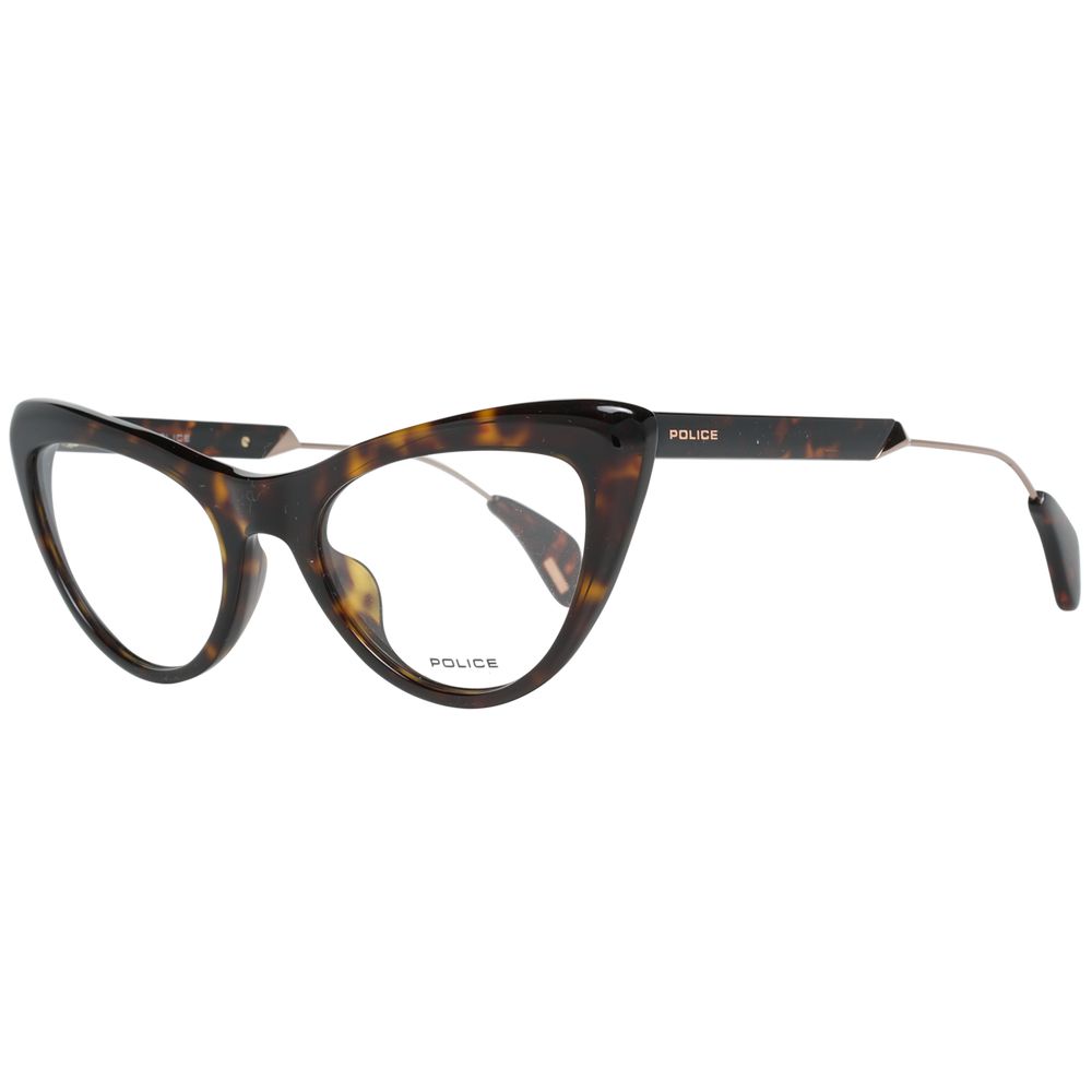 Police Brown Metal & Plastic Glasses (Frames) for women in cat eye style with full-rim brown frame and demo lenses.