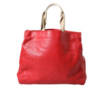 Dolce & Gabbana Red Leather #DGFamily Patch Shopping Tote Bag BAG1485