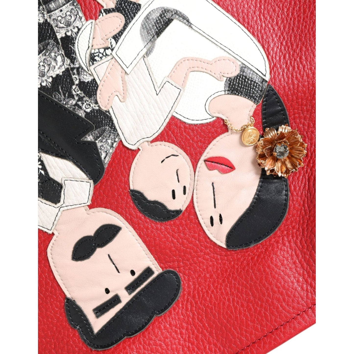 Dolce & Gabbana Red Leather #DGFamily Patch Shopping Tote Bag BAG1485