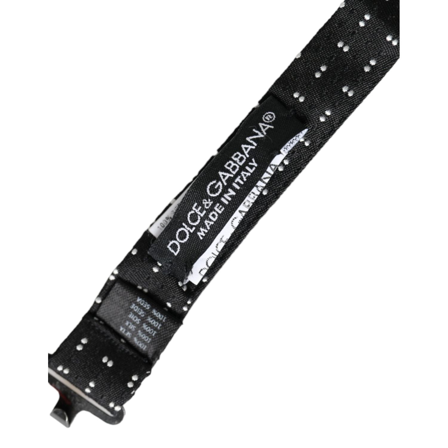 ربطة عنق بابيلون للرجال من دولتشي آند غابانا، من الحرير الأسود المنقوش، قابلة للتعديل