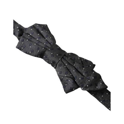 Dolce & Gabbana Black Silk Patterned Adjustable Neck Men Papillon Bow Tie