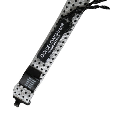 Dolce & Gabbana Gray Silk Polka Dot Adjustable Neck Men Papillon Bow Tie