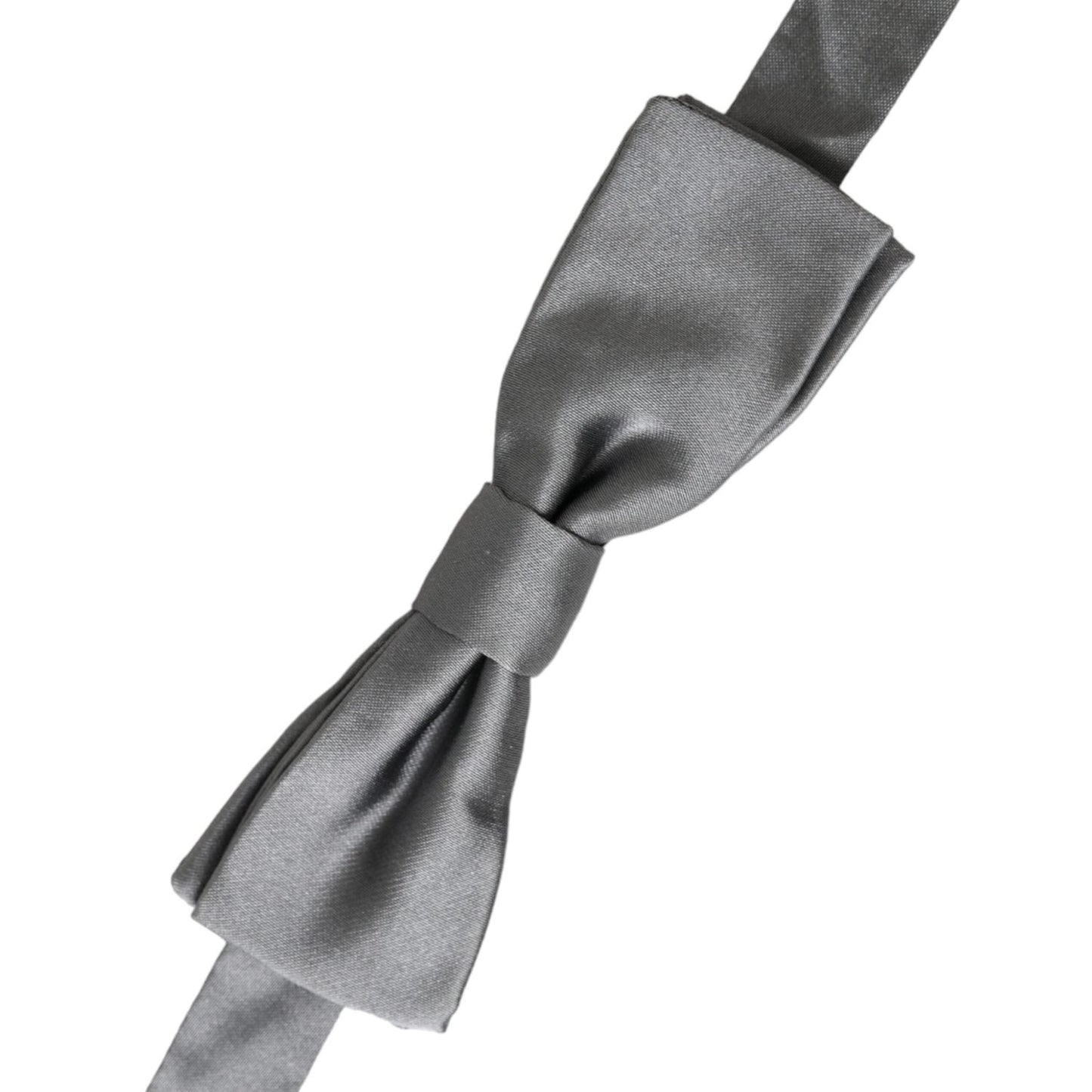Dolce & Gabbana Gray Satin Silk Adjustable Neck Men Papillon Bow Tie FT3918