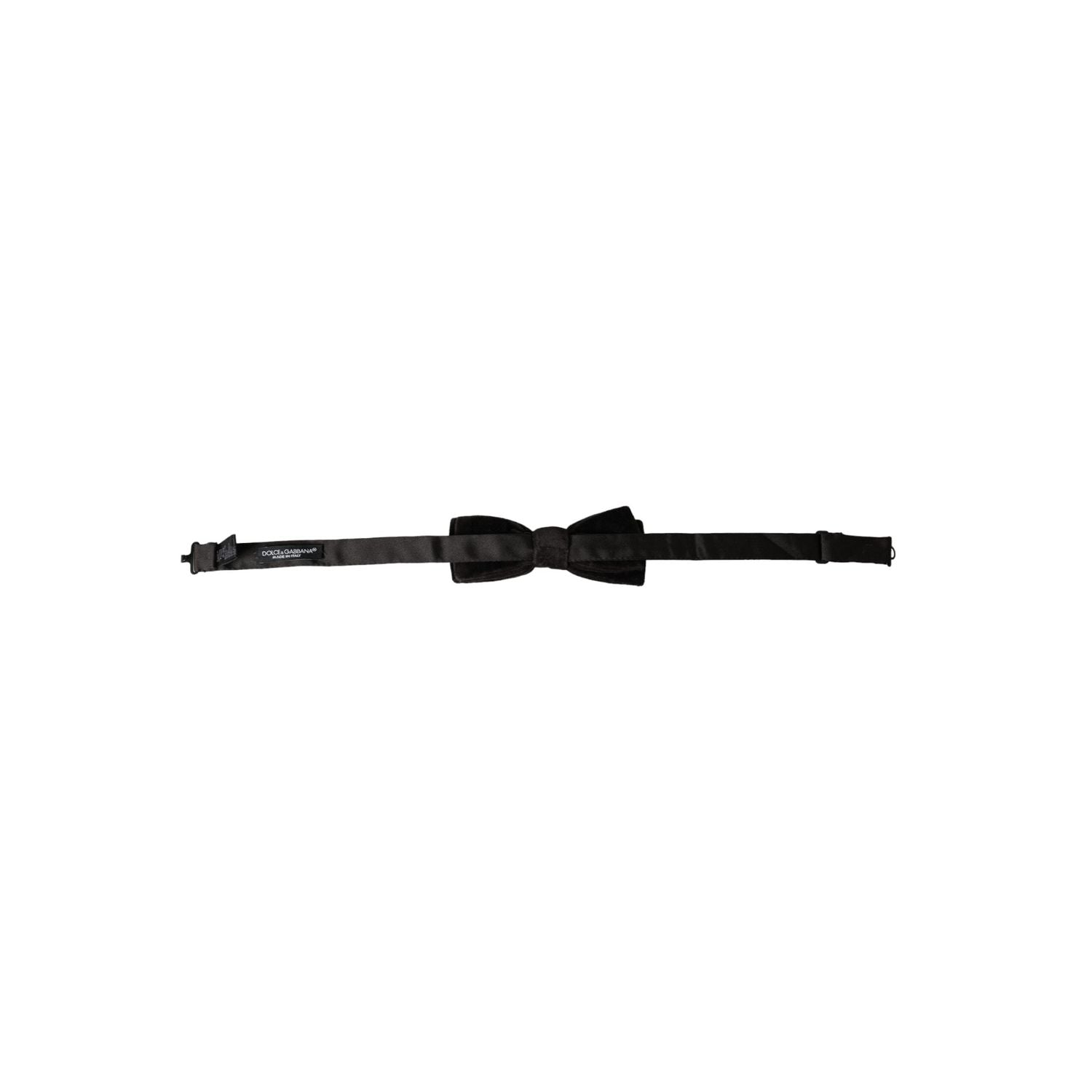 Dolce & Gabbana Black Velvet Cotton Adjustable Neck Men Bow Tie