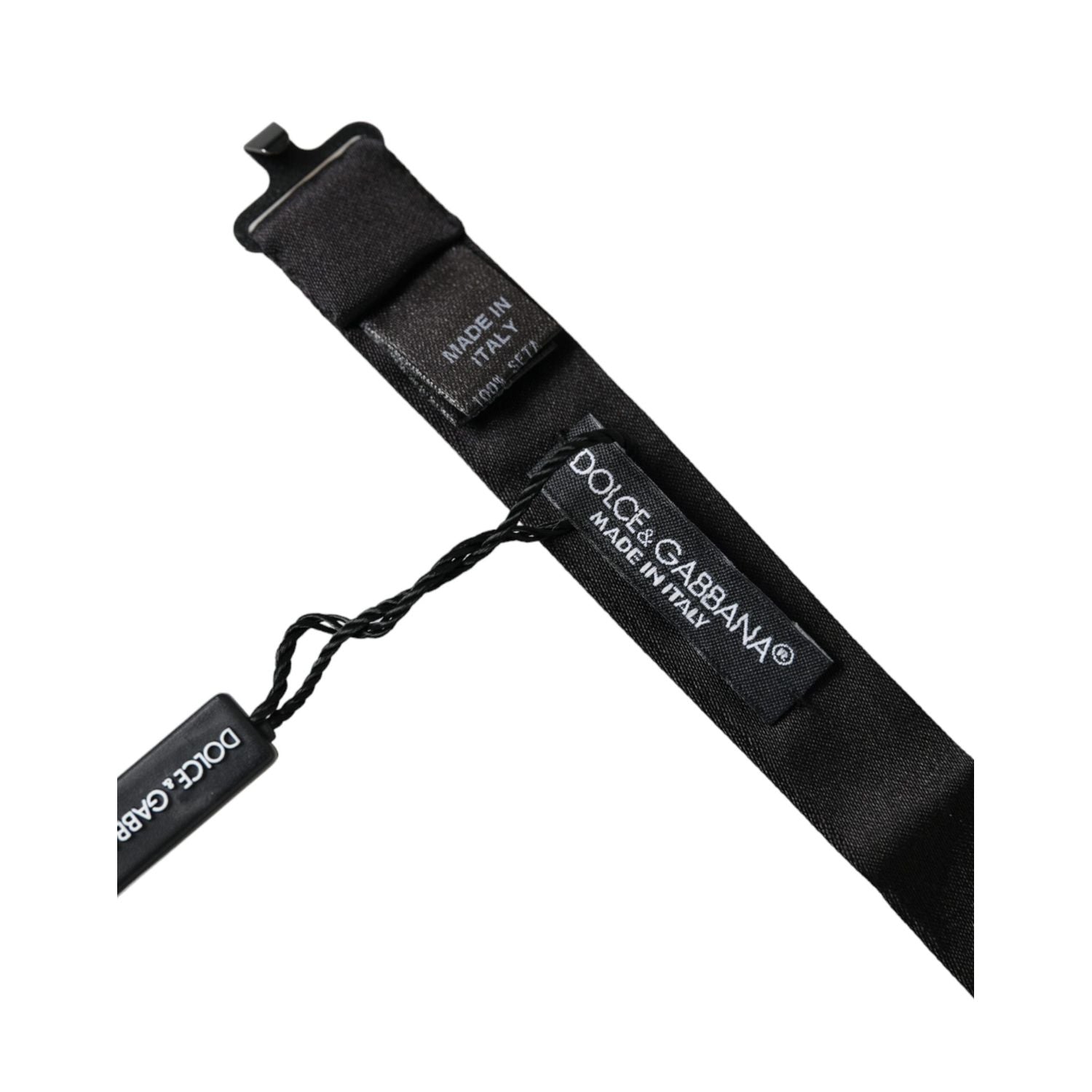 ربطة عنق قابلة للتعديل من الحرير الأسود من دولتشي آند غابانا للرجال