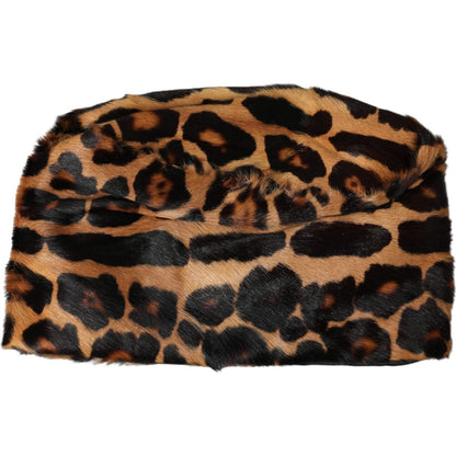 Dolce & Gabbana Brown Leopard Fur Women Bucket Hat