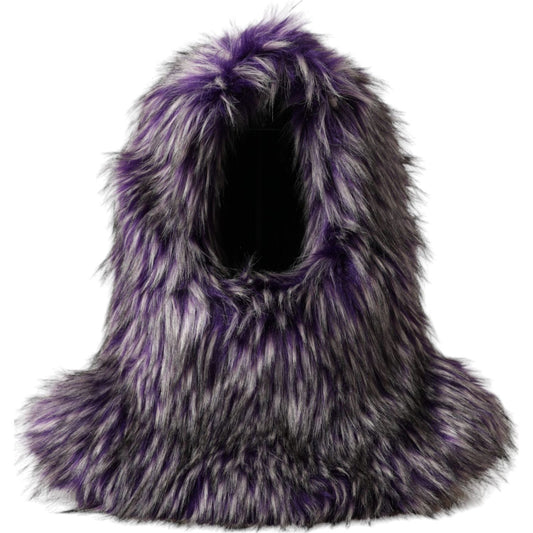 Dolce & Gabbana Purple Faux Fur Whole Head Wrap Hat
