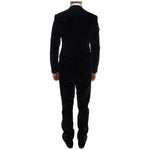 Dolce & Gabbana Black Velvet Slim Double Breasted Suit KOS1132-5