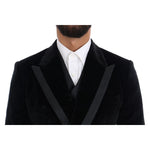 Dolce & Gabbana Black Velvet Slim Double Breasted Suit KOS1132-5