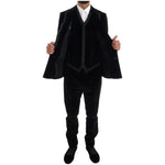Dolce & Gabbana Black Velvet Slim Double Breasted Suit KOS1132-5
