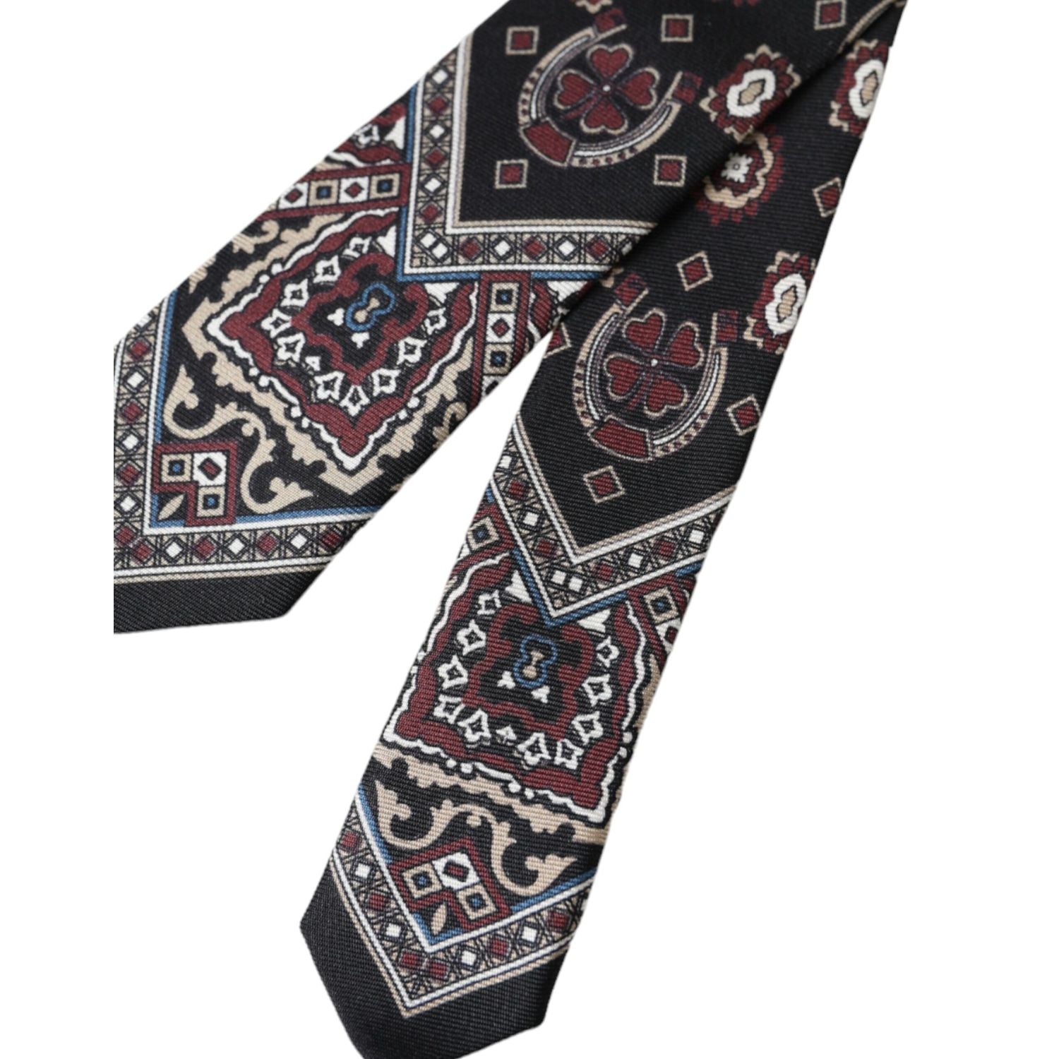 Dolce & Gabbana Black Printed 100% Silk Adjustable Men Tie