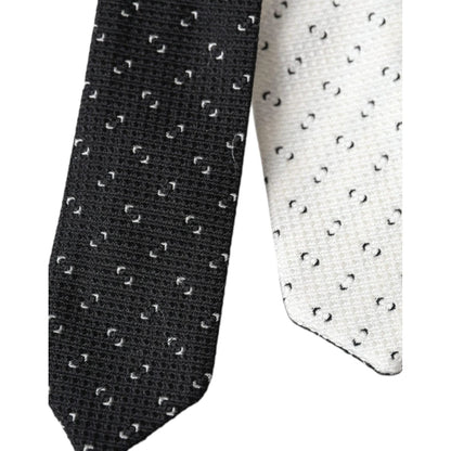Dolce & Gabbana Black White Patterned Adjustable Tie