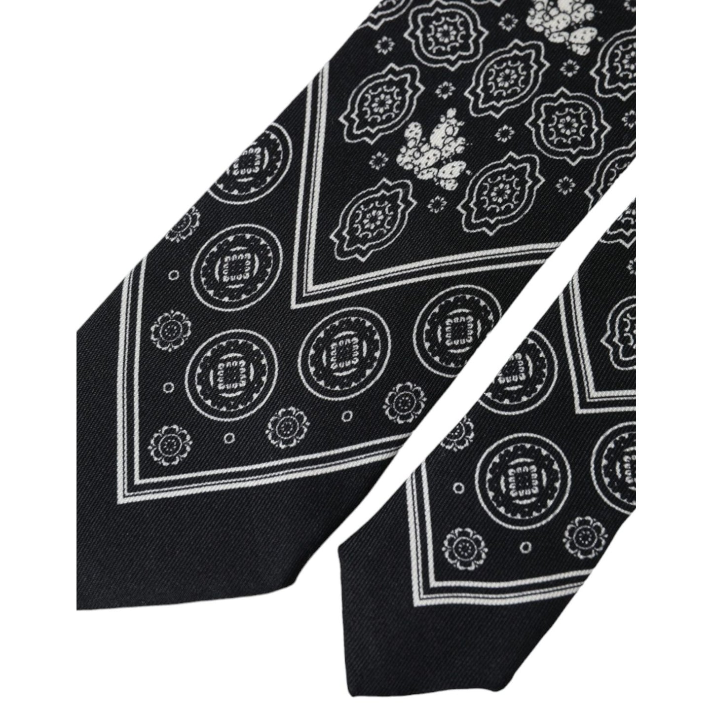 Dolce & Gabbana Black Patterned 100%Silk Adjustable Tie KRA3392