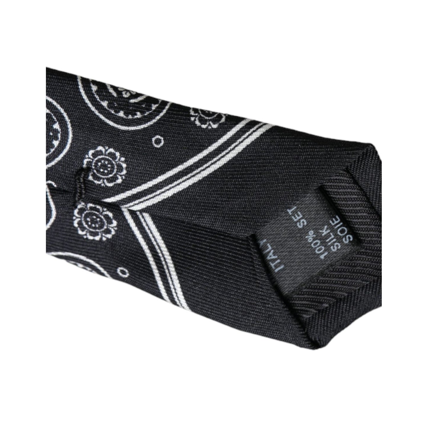 Dolce & Gabbana Black Patterned 100%Silk Adjustable Tie KRA3392