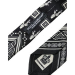 Dolce & Gabbana Black Patterned 100%Silk Adjustable Tie KRA3394