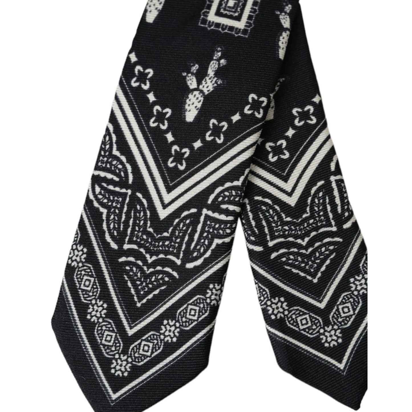 Dolce & Gabbana Black Patterned 100%Silk Adjustable Tie
