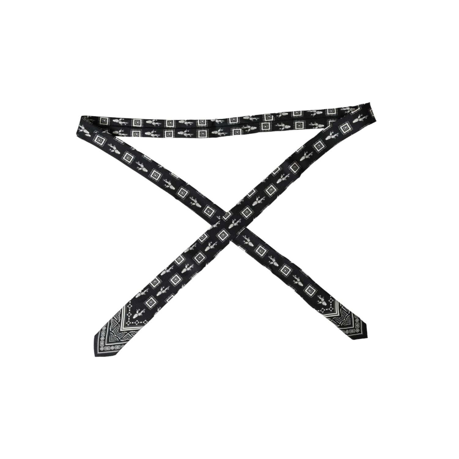 ربطة عنق قابلة للتعديل من دولتشي آند غابانا مصنوعة من الحرير بنسبة 100% باللون الأسود