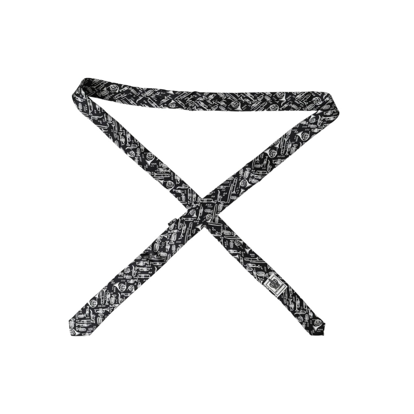 Dolce & Gabbana Black Trumpet Print Silk Adjustable Tie