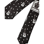 Dolce & Gabbana Black Guitar Print Silk Adjustable Tie KRA3398