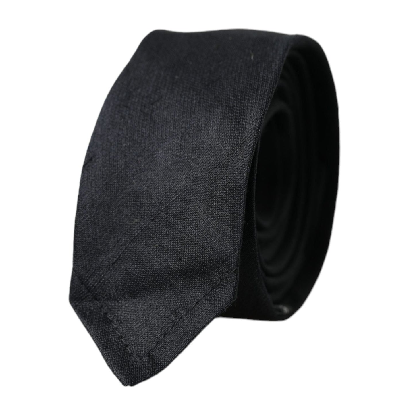 Dolce & Gabbana Black Solid 100% Silk Adjustable Tie KRA3399