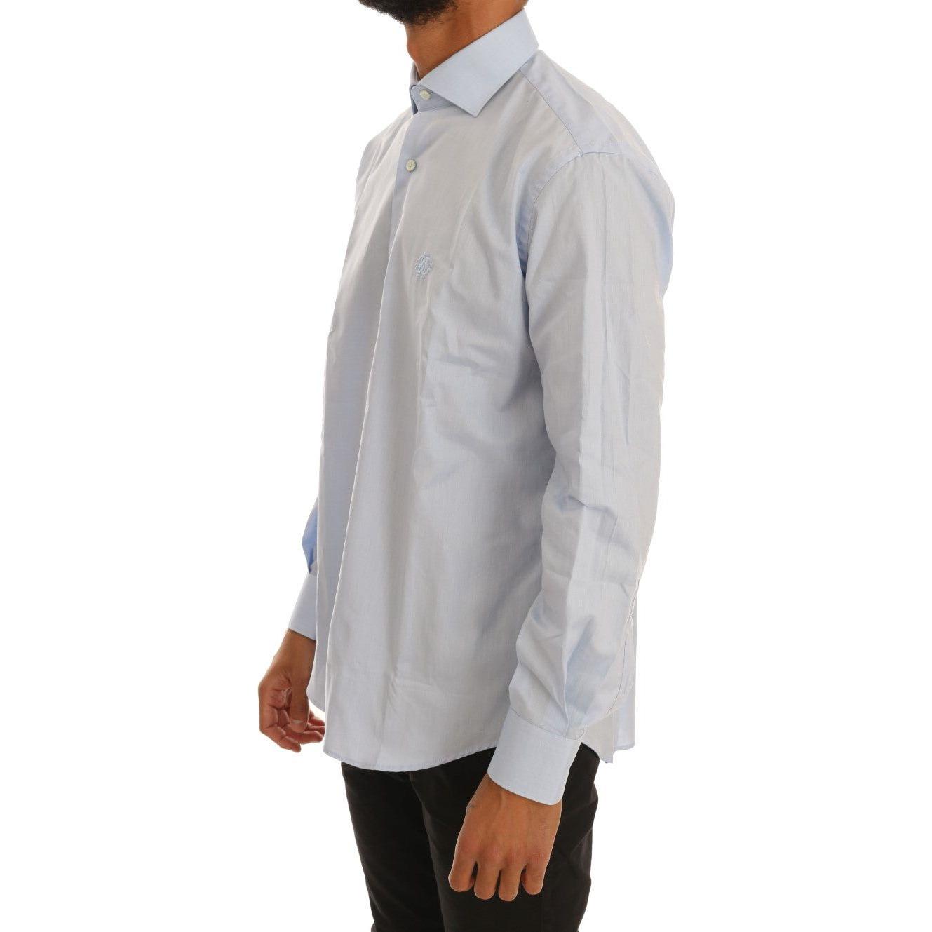 Cavalli Light Blue Cotton Slim Fit Dress Shirt