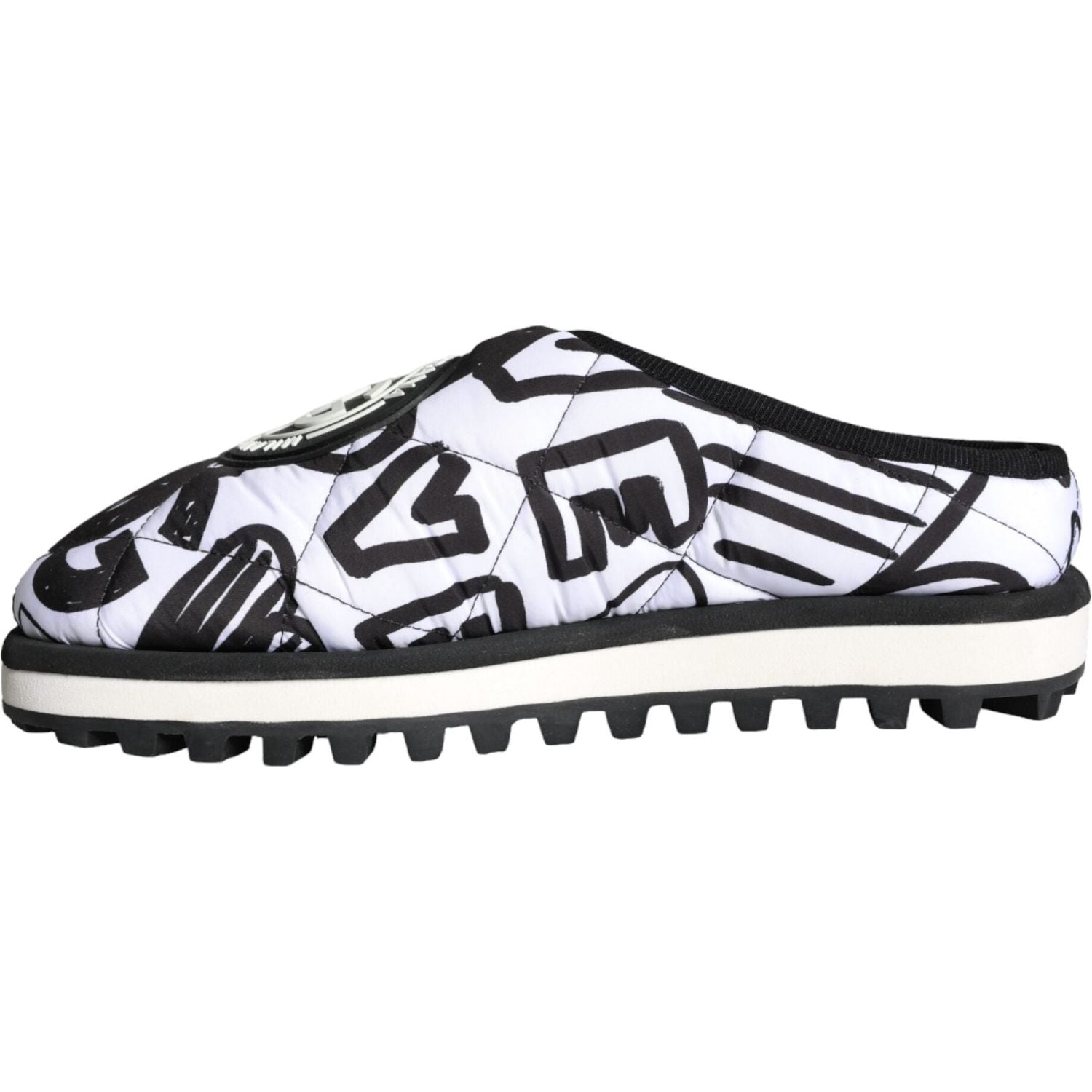 صندل دولتشي آند غابانا أسود وأبيض بشعار مبطن