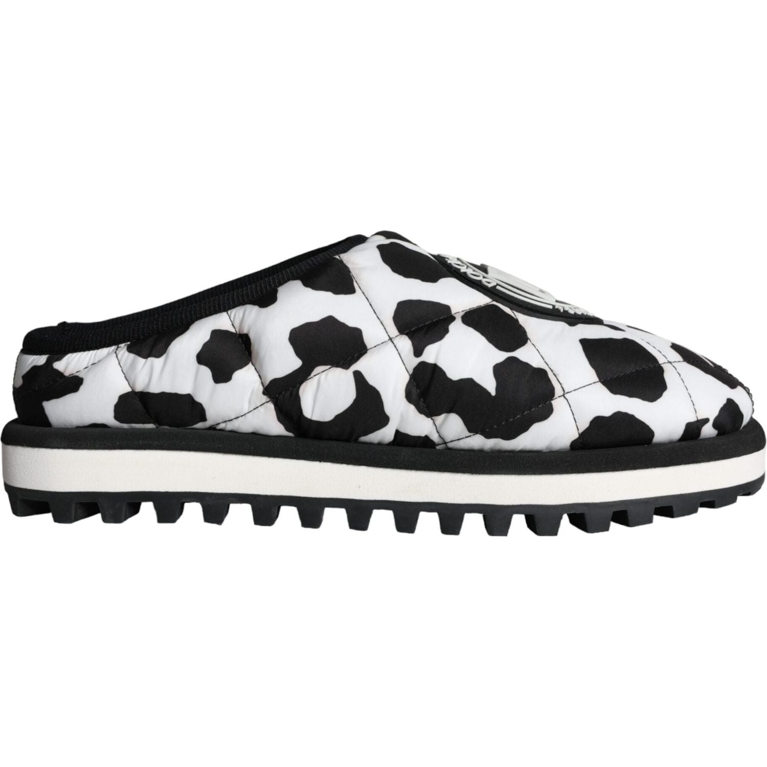 Dolce & Gabbana Black White Quilted Logo Sandals Slides Shoes