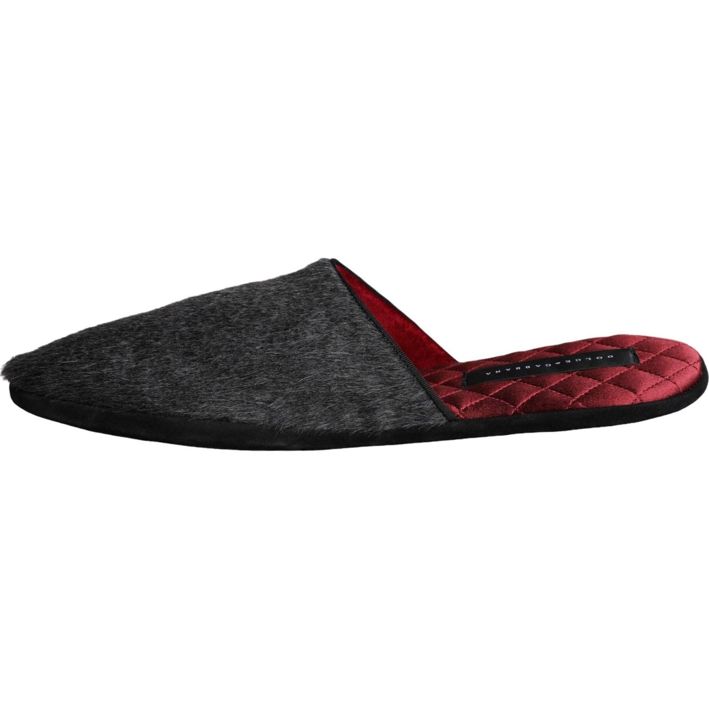Dolce & Gabbana Black Faux Fur Slides Slippers Slip On Shoes MV5923-45