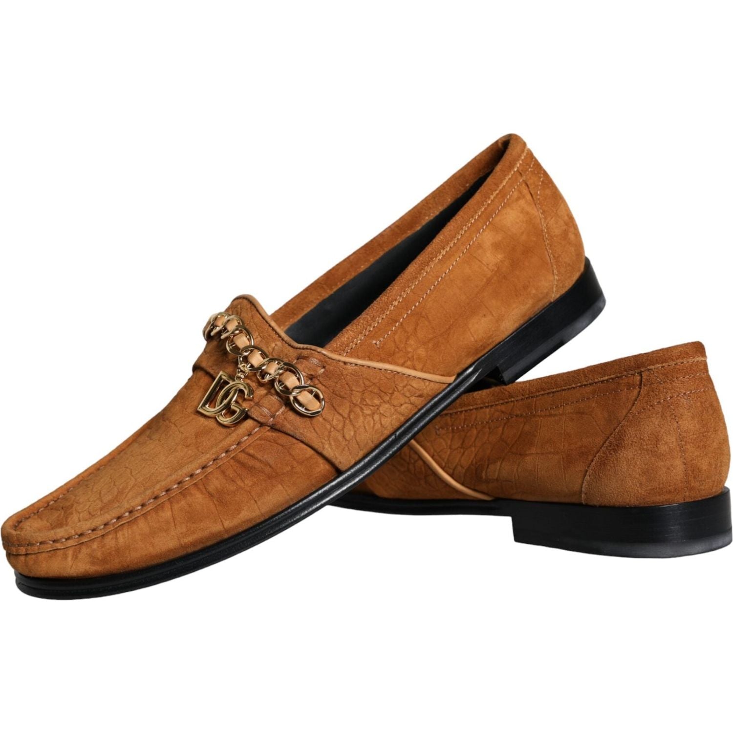 حذاء موكاسين سهل الارتداء من دولتشي آند غابانا مصنوع من الجلد المخملي باللون البني